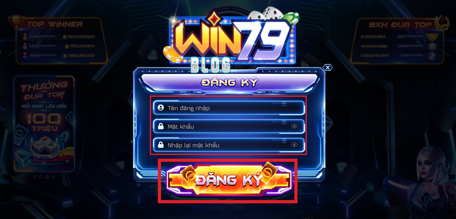 Hướng dẫn đăng ký thành viên Win79