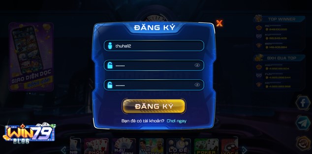 Điền đầy đủ những thông tin từ cổng game để tạo tài khoản cho mình 